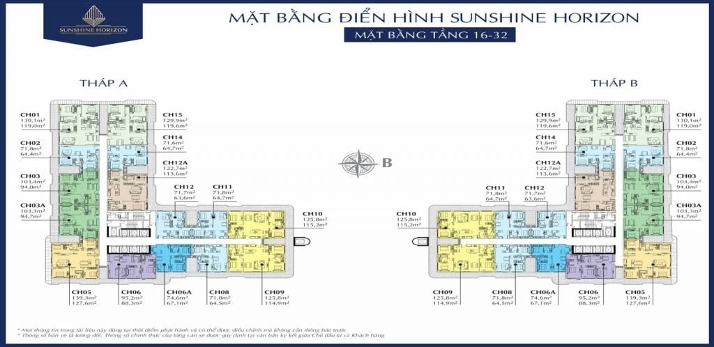 Mặt bằng căn hộ Sunshine Horizon tầng 16-32